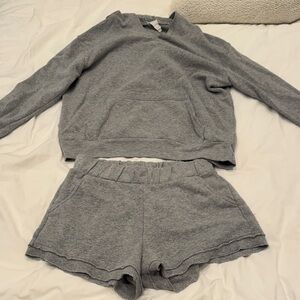 Grey Sweat Shorts Set